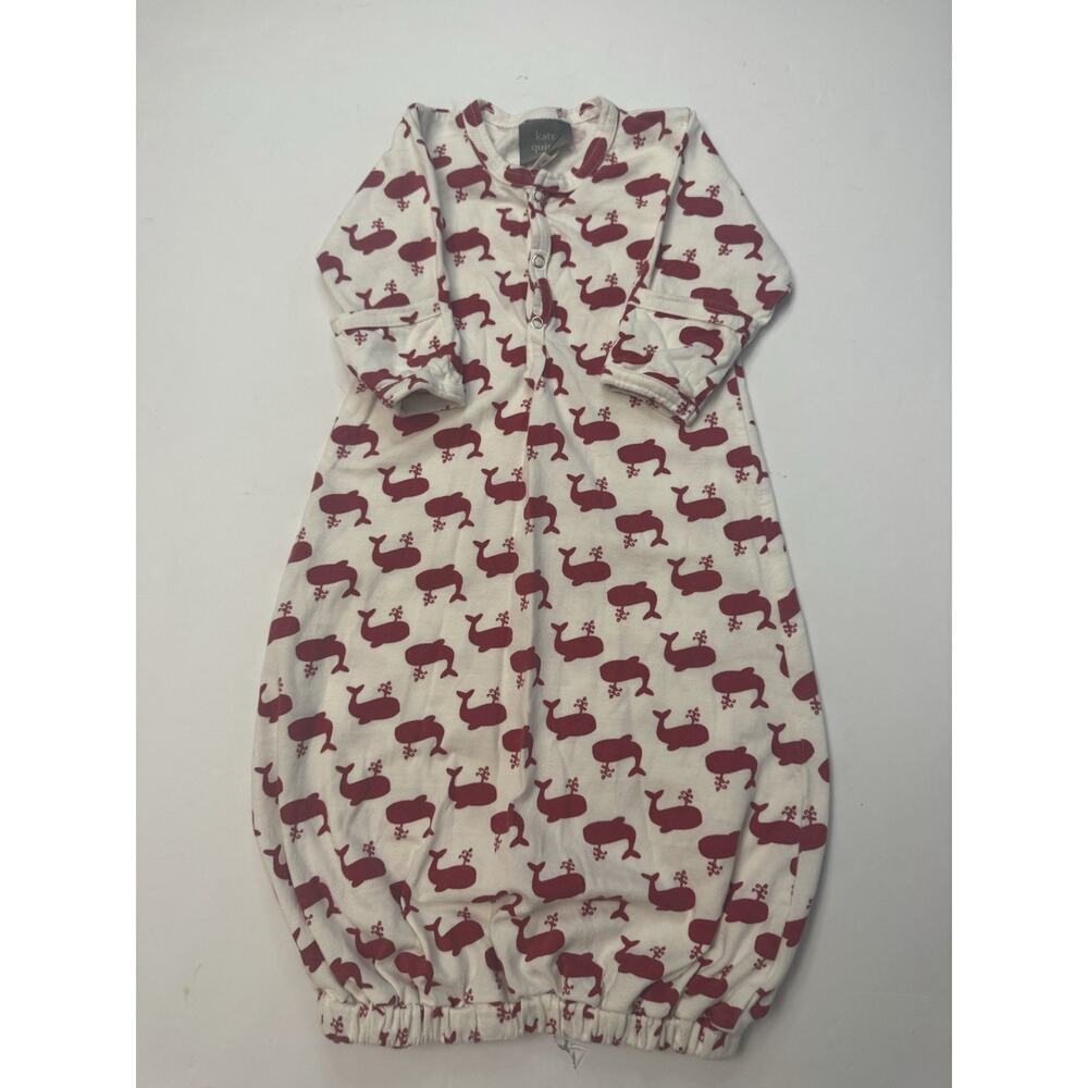 Kate Quinn Whale Print Baby Gown Sleeper 3-6M Organic Cotton